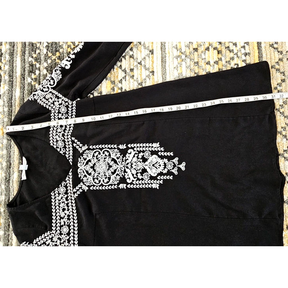 Abercrombie & Fitch Women's Size XS A Line Tunic Dress Black White Embroidered - Picture 9 of 9